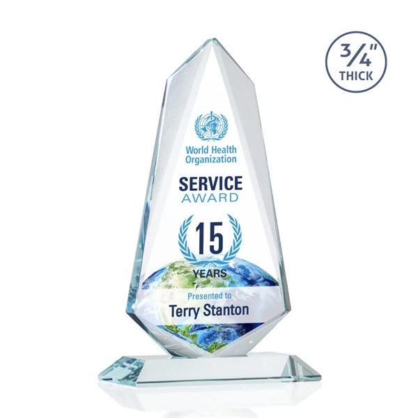 An exquisite 0.75" thick Starfire Crystal award on a Starfire Crystal... from ASI 84592 St Regis Group / St Regis