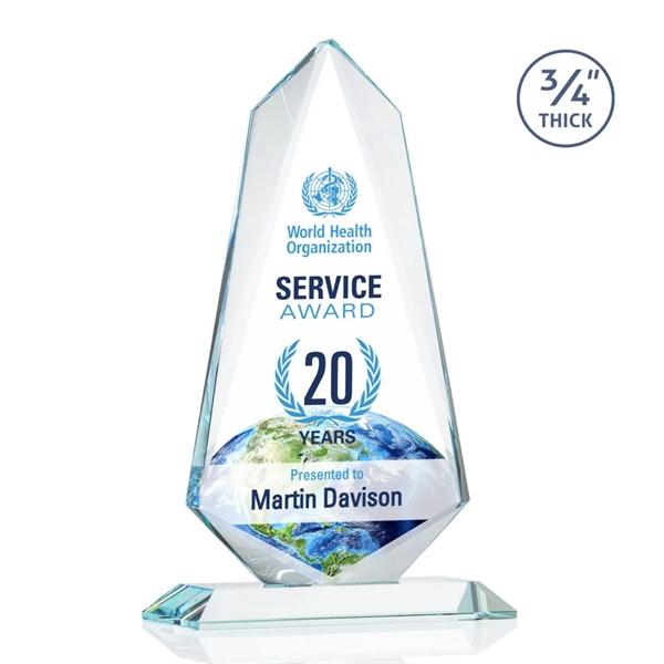 An exquisite 0.75" thick Starfire Crystal award on a Starfire Crystal... from ASI 84592 St Regis Group / St Regis