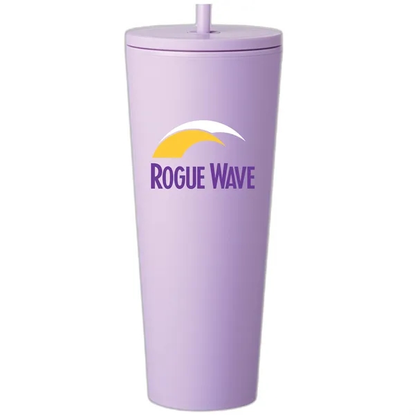 24oz Plastic tumbler with screw-on lid and straw... from ASI 80060 VisionUSA