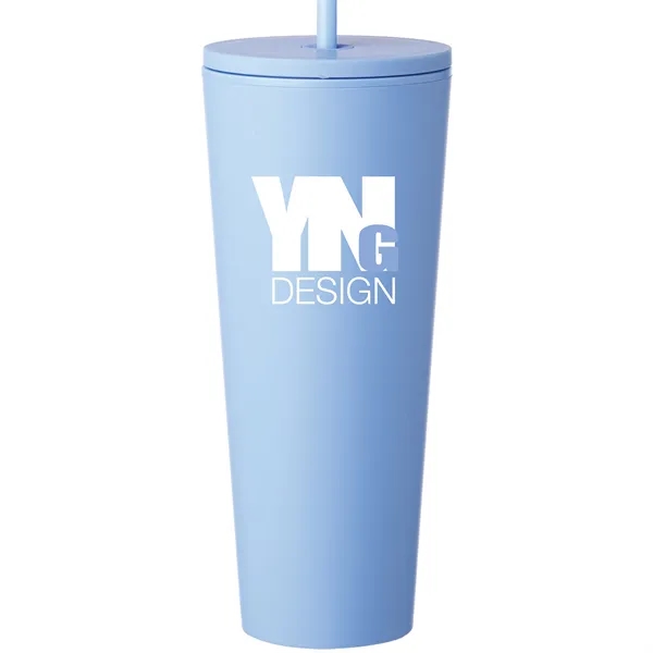 24oz Plastic tumbler with screw-on lid and straw... from ASI 80060 VisionUSA