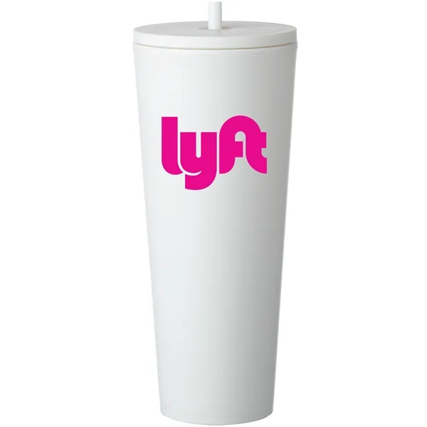 24oz Plastic tumbler with screw-on lid and straw... from ASI 80060 VisionUSA