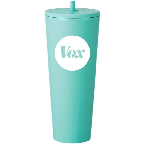 24oz Plastic tumbler with screw-on lid and straw... from ASI 80060 VisionUSA