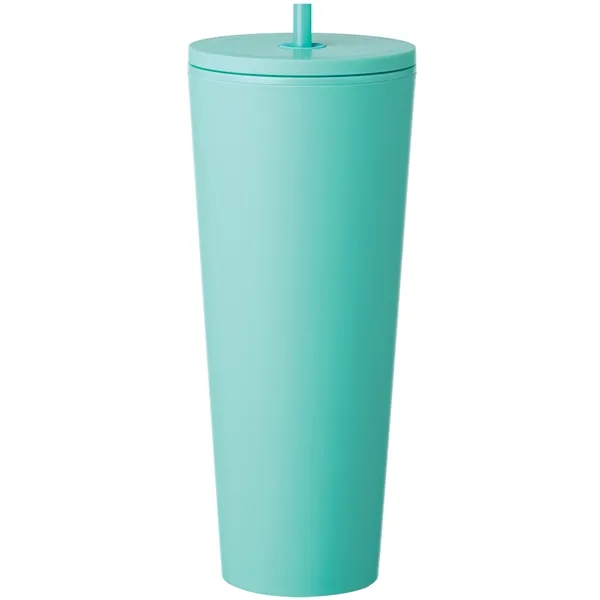 24oz Plastic tumbler with screw-on lid and straw... from ASI 80060 VisionUSA