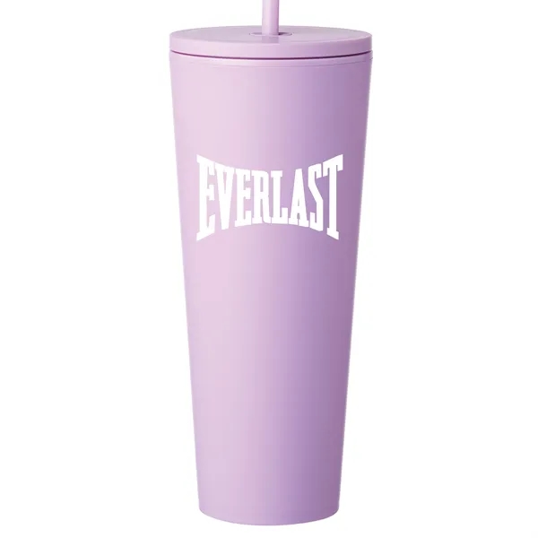 24oz Plastic tumbler with screw-on lid and straw... from ASI 80060 VisionUSA