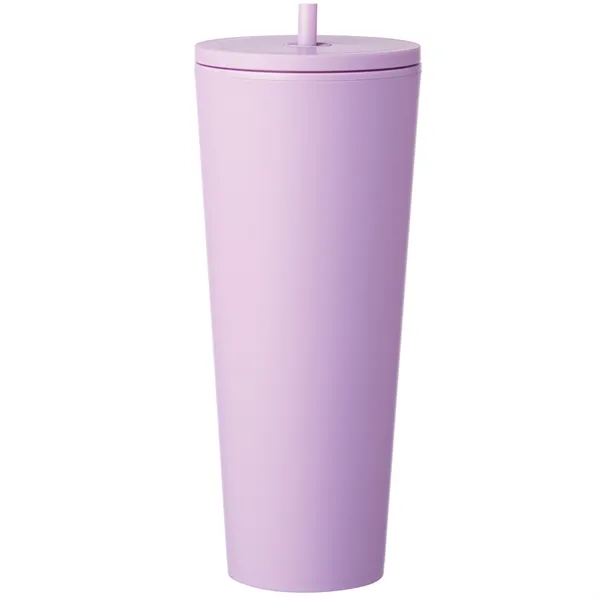 24oz Plastic tumbler with screw-on lid and straw... from ASI 80060 VisionUSA