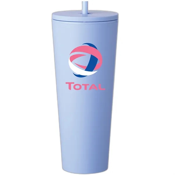 24oz Plastic tumbler with screw-on lid and straw... from ASI 80060 VisionUSA
