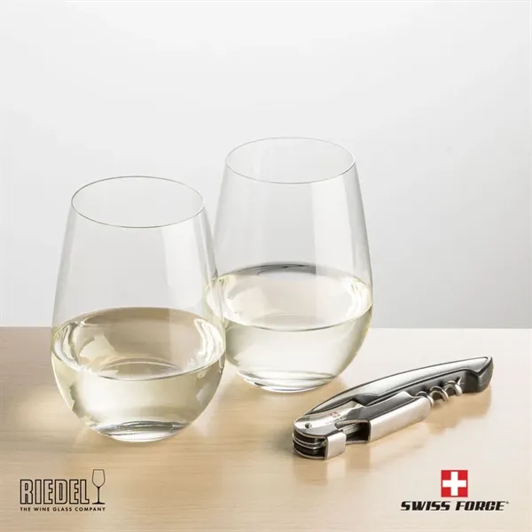 The RIEDEL Stemless Wine Glasses and Swiss Force® Impressive Wine Tool... from ASI 84592 St Regis Group