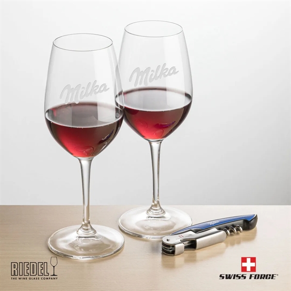The RIEDEL Oenologue Wine Glasses and Swiss Force® Impressive Wine Tool... from ASI 84592 St Regis Group