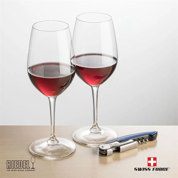 The RIEDEL Oenologue Wine Glasses and Swiss Force® Impressive Wine Tool... from ASI 84592 St Regis Group