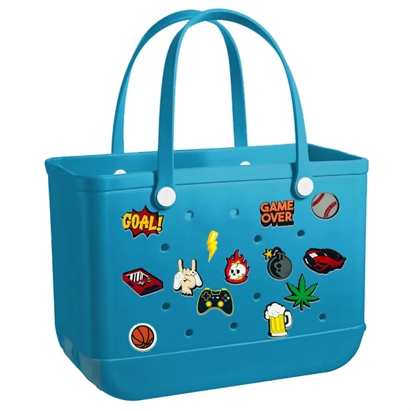 Full color beach bag charms made of PVC with button backing.... from ASI 90807 Tekweld