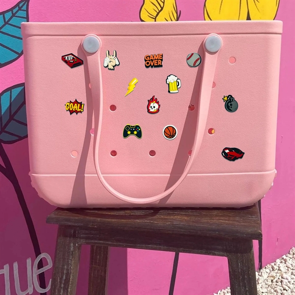 Full color beach bag charms made of PVC with button backing.... from ASI 90807 Tekweld