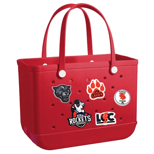 Full color beach bag charms made of PVC with button backing.... from ASI 90807 Tekweld