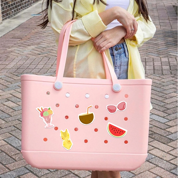 Full color beach bag charms made of PVC with button backing.... from ASI 90807 Tekweld