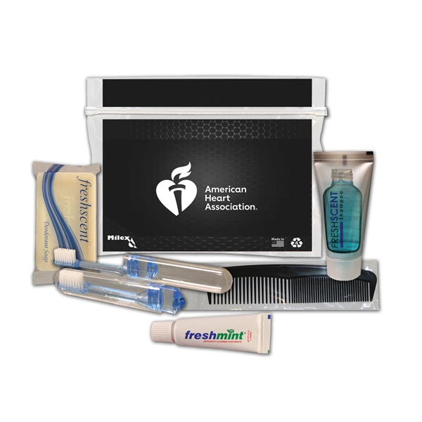 Hygiene kit with a toothbrush, toothpaste, shampoo, deodorant soap, and comb.... from ASI 84514 Safety Made