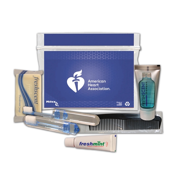 Hygiene kit with a toothbrush, toothpaste, shampoo, deodorant soap, and comb.... from ASI 84514 Safety Made