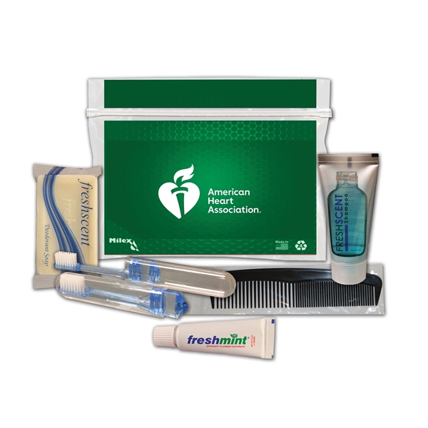 Hygiene kit with a toothbrush, toothpaste, shampoo, deodorant soap, and comb.... from ASI 84514 Safety Made