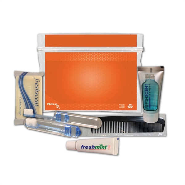 Hygiene kit with a toothbrush, toothpaste, shampoo, deodorant soap, and comb.... from ASI 84514 Safety Made