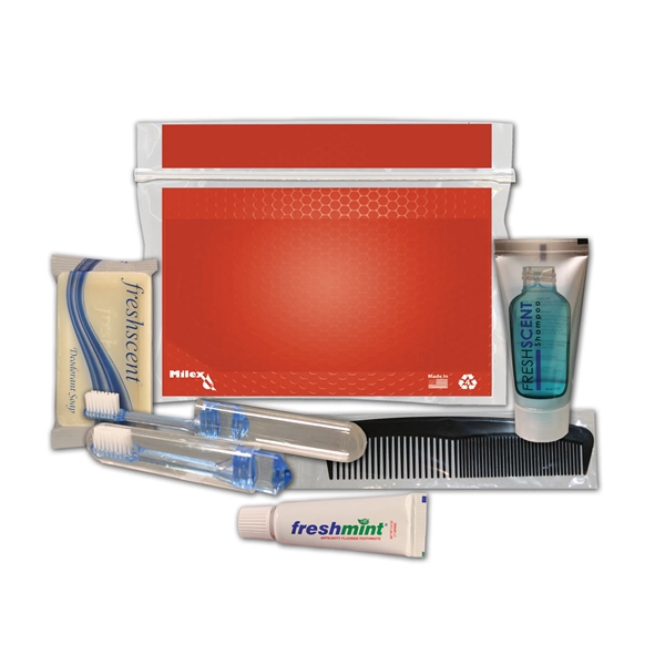 Hygiene kit with a toothbrush, toothpaste, shampoo, deodorant soap, and comb.... from ASI 84514 Safety Made