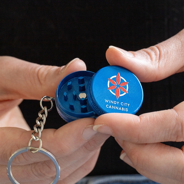 1.125" metal grinder keychain in assorted colors with magnetic lid and... from ASI 52263 EMT