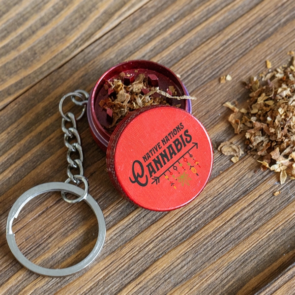 1.125" metal grinder keychain in assorted colors with magnetic lid and... from ASI 52263 EMT