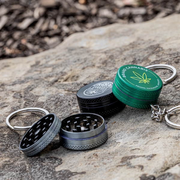 1.125" metal grinder keychain in assorted colors with magnetic lid and... from ASI 52263 EMT