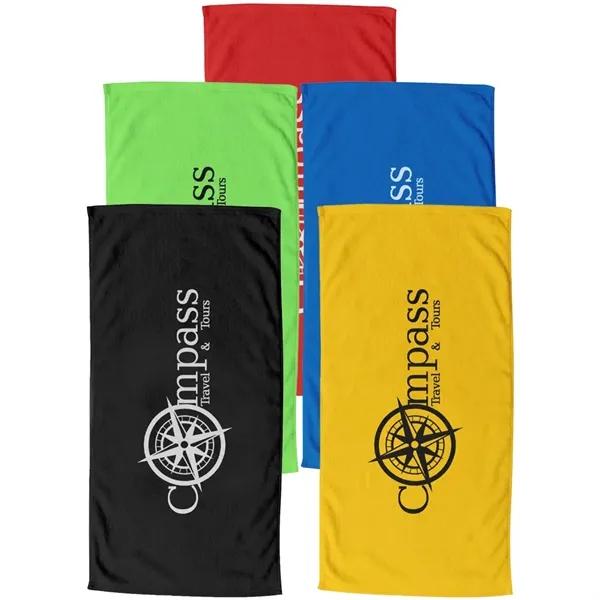 60"W x 30"H colored coastal beach towel, made with USA sourced... from ASI 39552 BEL Promo