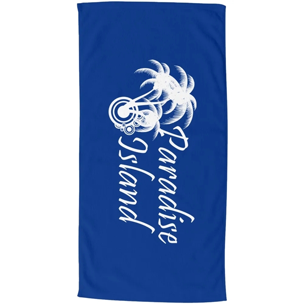 70"W x 35"H colored terry velour beach towel, made with USA... from ASI 39552 BEL Promo