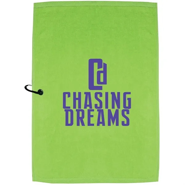 25" x 16" colored terry velour golf towel with standard grommet... from ASI 39552 BEL Promo