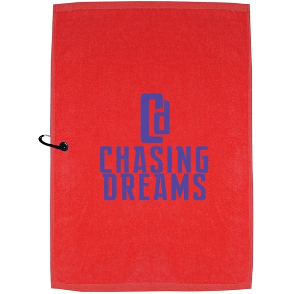 25" x 16" colored terry velour golf towel with standard grommet... from ASI 39552 BEL Promo