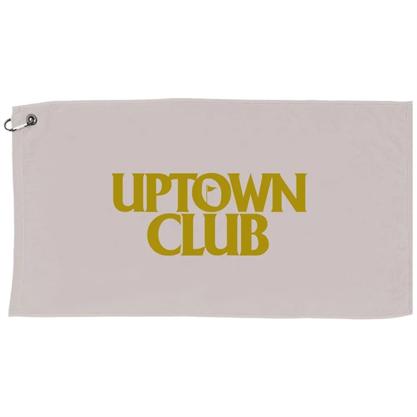 30" x 16" cotton golf towel with standard grommet and carabiner.... from ASI 39552 BEL Promo