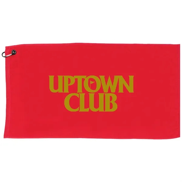 30" x 16" cotton golf towel with standard grommet and carabiner.... from ASI 39552 BEL Promo
