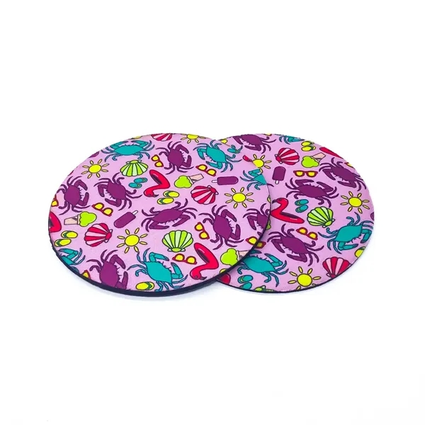 Round neoprene coaster plus full color sublimation printing on 1 location... from ASI 37218 Athena Promo (tm)