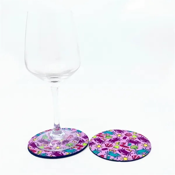 Round neoprene coaster plus full color sublimation printing on 1 location... from ASI 37218 Athena Promo (tm)