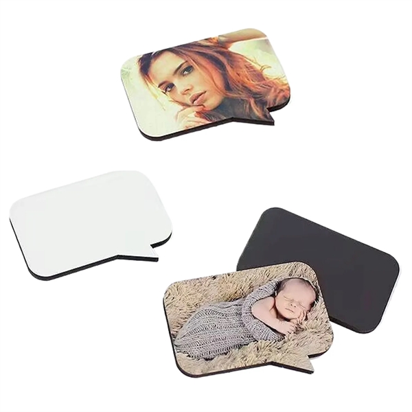 Rectangle shaped MDF speech bubble magnet plus free sublimation heat transfer... from ASI 37218 Athena Promo (tm)
