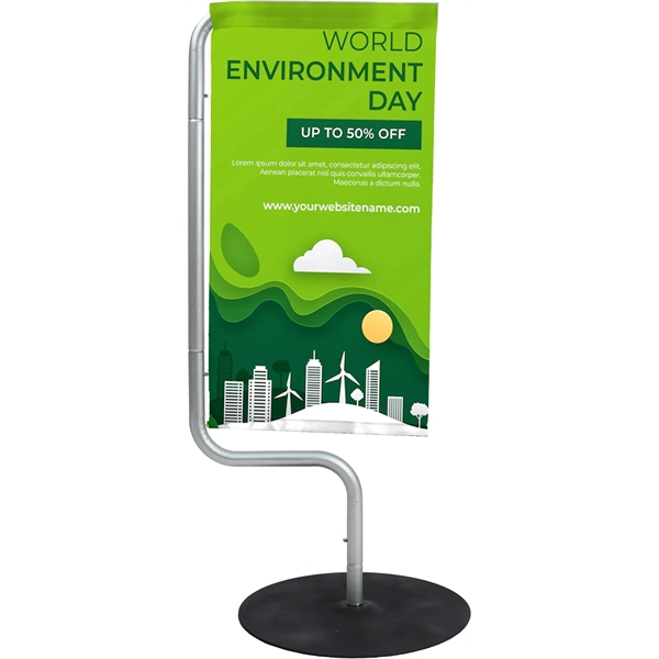 11"wx39"h Table Top Monopad Flag, aluminum frame, full color graphics, free... from ASI 49891 Discount Marketing Products / DMP