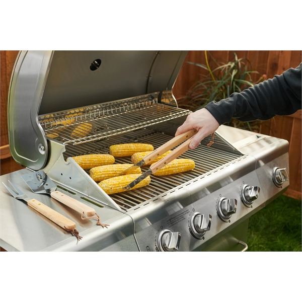 13 1/2" BBQ tongs with a wooden handle, heavy-duty construction and... from ASI 38120 Ball Pro / Diversified Quality Kitchenware