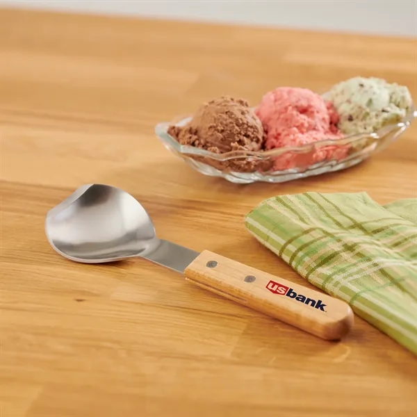 9 1/8" metal ice cream scoop with a wood handle and... from ASI 38120 Ball Pro / Diversified Quality Kitchenware