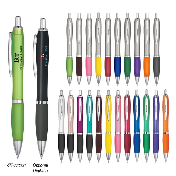 Ballpoint pen with plunger action and rubberized grip.... from ASI 61125 Hit Promotional Products / Hit®