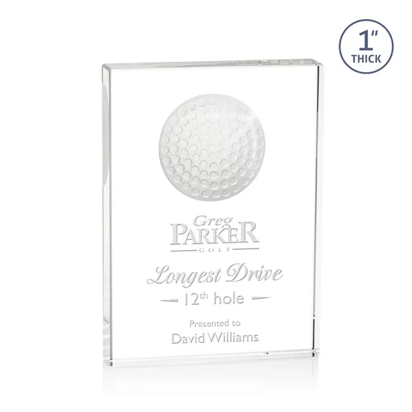 Square optical crystal award with molded 3D golf ball.... from ASI 84592 St Regis Group / St Regis