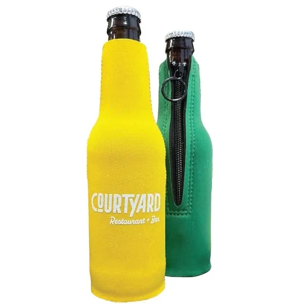 Neoprene bottle koolie with single color imprint fits over 12 oz... from ASI 65603 Kool Trends