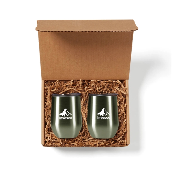 Set of two 12-ounce stainless steel wine tumblers in gift box.... from ASI 63549 Jornik Manufacturing Corp