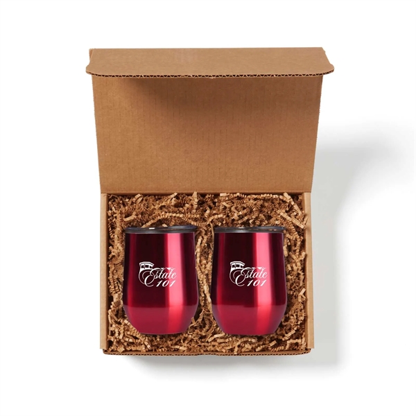 Set of two 12-ounce stainless steel wine tumblers in gift box.... from ASI 63549 Jornik Manufacturing Corp