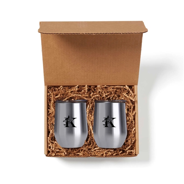 Set of two 12-ounce stainless steel wine tumblers in gift box.... from ASI 63549 Jornik Manufacturing Corp