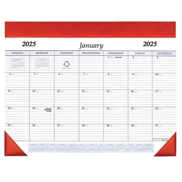 Refillable desk pad calendar with leatherette header and corners.... from ASI 76575 Payne Publishers Inc / Payne Publishers
