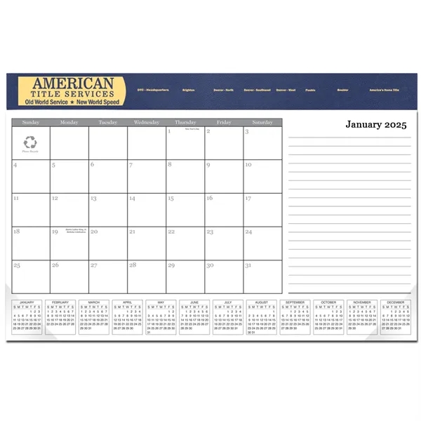 Computer station desk pad calendar with leatherette header.... from ASI 76575 Payne Publishers Inc / Payne Publishers