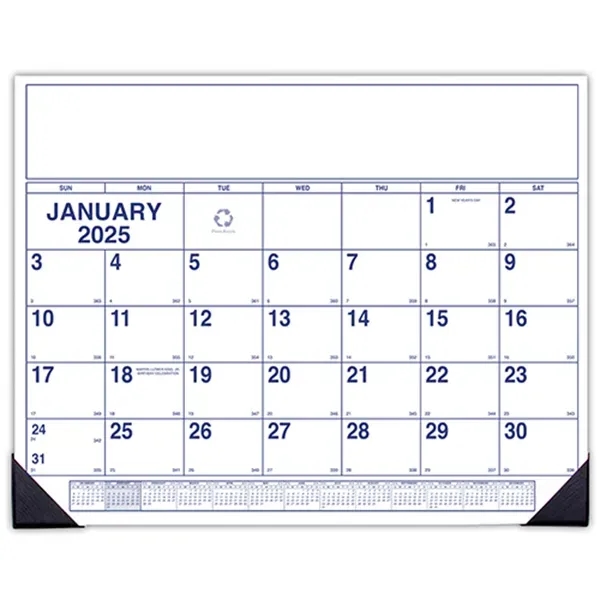 Custom calendar desk pad, 12 months with two black vinyl corners.... from ASI 76575 Payne Publishers Inc / Payne Publishers