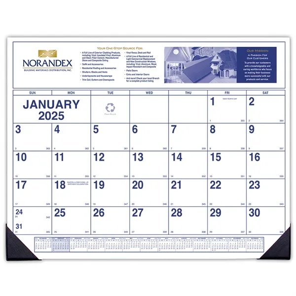 Custom calendar desk pad, 12 months with two black vinyl corners.... from ASI 76575 Payne Publishers Inc / Payne Publishers