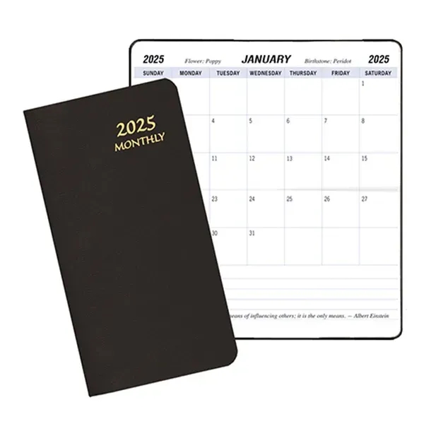 Saddle stitched monthly pocket planner with leatherette cover.... from ASI 76575 Payne Publishers Inc / Payne Publishers