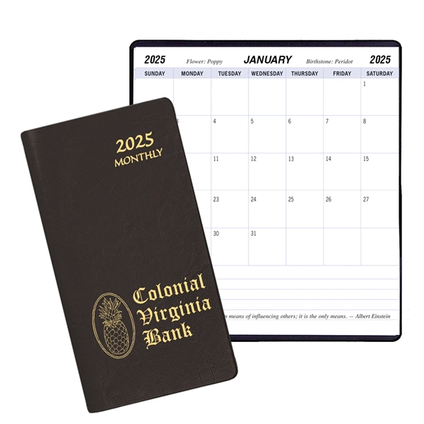 Saddle stitched monthly pocket planner with Continental vinyl covers.... from ASI 76575 Payne Publishers Inc / Payne Publishers