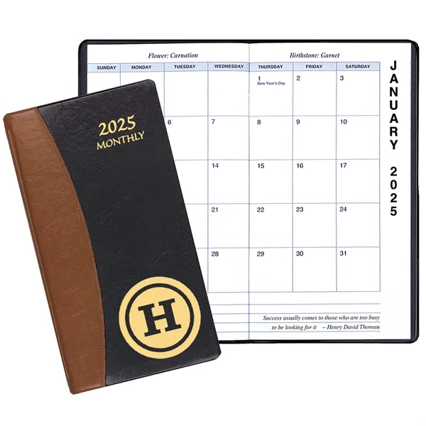 Saddle stitched monthly pocket planner with Carriage vinyl cover.... from ASI 76575 Payne Publishers Inc / Payne Publishers